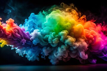 Obraz premium Vibrant Rainbow Smoke Plumes in Low Light - Artistic Photography