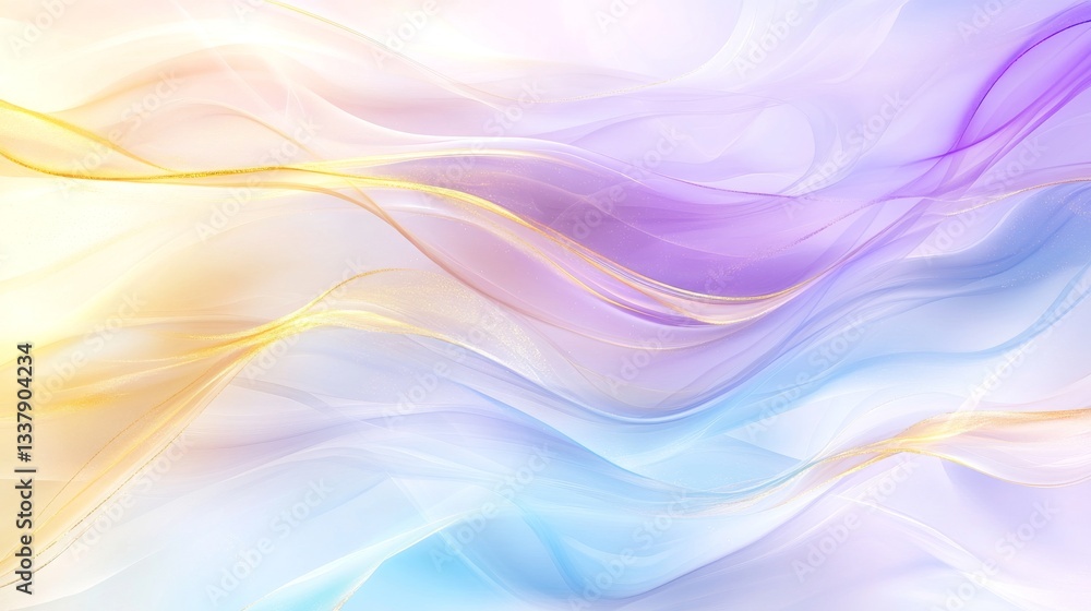 Poster purple and orange waves in an abstract design create a dynamic effect against a light background, hi
