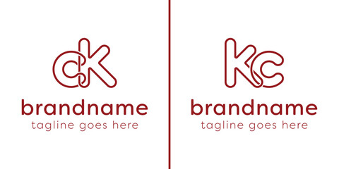 Letters CK and KC Monogram Line Logo, suitable for any business