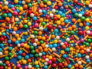 Fototapeta premium Vibrant Sprinkles Background: Colorful Confetti Texture & Pattern Drone Shot