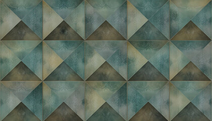 Abstract Geometric Mosaic with Textured Layers