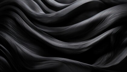 Fototapeta premium abstract black waves with smooth curves and textured surface