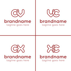 Letters CV VC CX XC Monogram Line Logo, suitable for any business