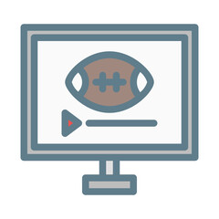 American Football Streaming. This is a vector single icon with a filled outline style. Suitable for any purpose, such as website design, mobile app design, logo design, pattern design, etc.