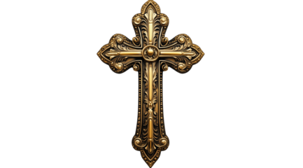 PNG, Easter, metal cross, isolated on white background, created with Generative AI technology