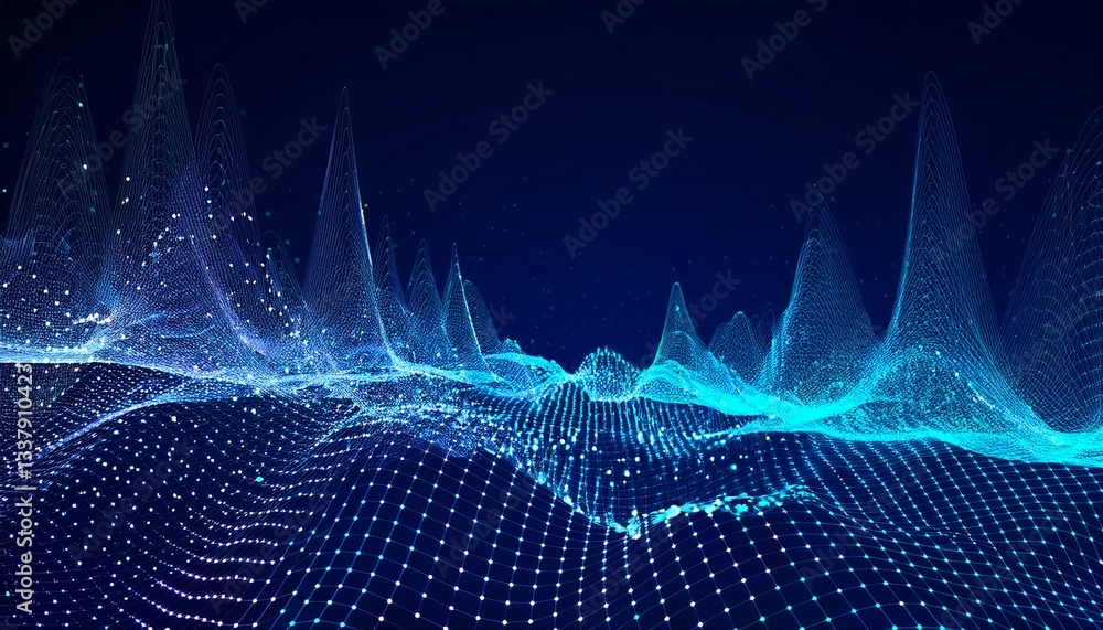 Aufkleber big data visualization. musical stream of sounds. abstract background with interweaving