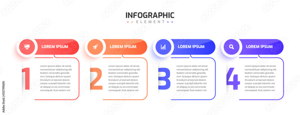 Poster business infographic template timeline with 4 number and icon can be used for presentation chart