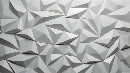 A mesmerizing interplay of light and shadow dances across a textured landscape of sculpted white triangles creating a modern abstract art piece with a sleek, minimalist design.