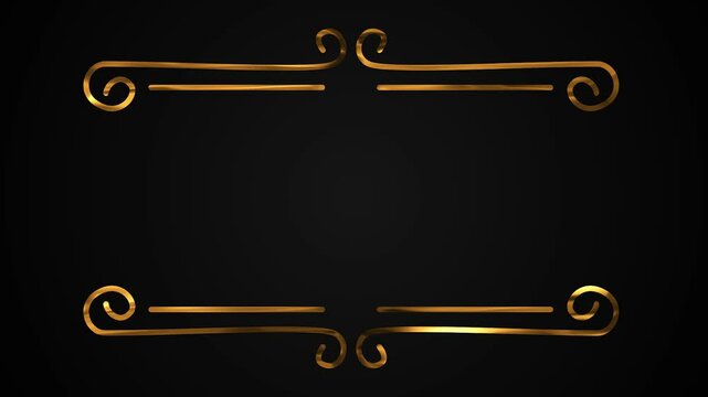 Shiny Gold Ornamental Frame on Black Background &ndash; 4K Luxury Vintage Border