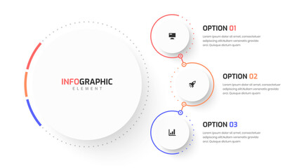 Business Central Circle Infographic Presentation with Minimal Color 3 Circles Option and Icon