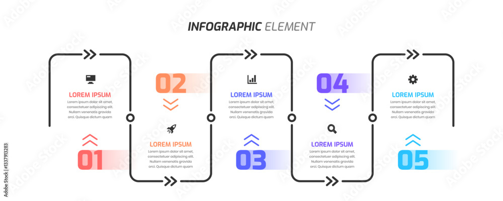 Poster timeline infographic template thin line design with arrow 5 number can be used for presentation