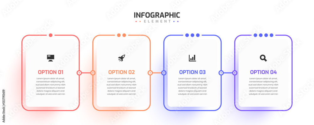 Poster timeline infographic thin line design with rectangle label 4 option can be used for presentation