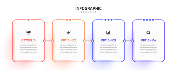 Timeline Infographic Thin Line Design with Rectangle Label 4 Option Can be Used for Presentation