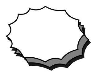 立体的な吹き出し　トゲトゲ　モノクロ