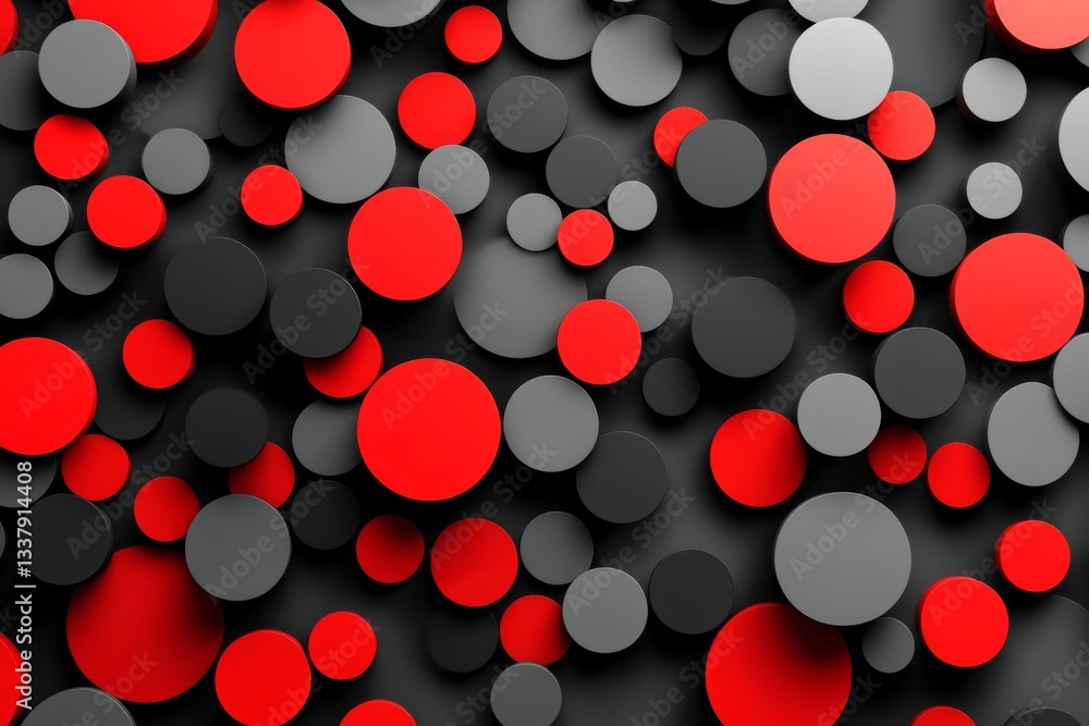 Poster overlapping red and dark blue circles form an abstract geometric pattern, providing depth and textur
