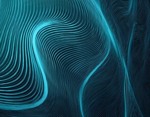 Naklejka premium Abstract curved lines wave pattern overlay in dark teal blue-green colors for a modern 