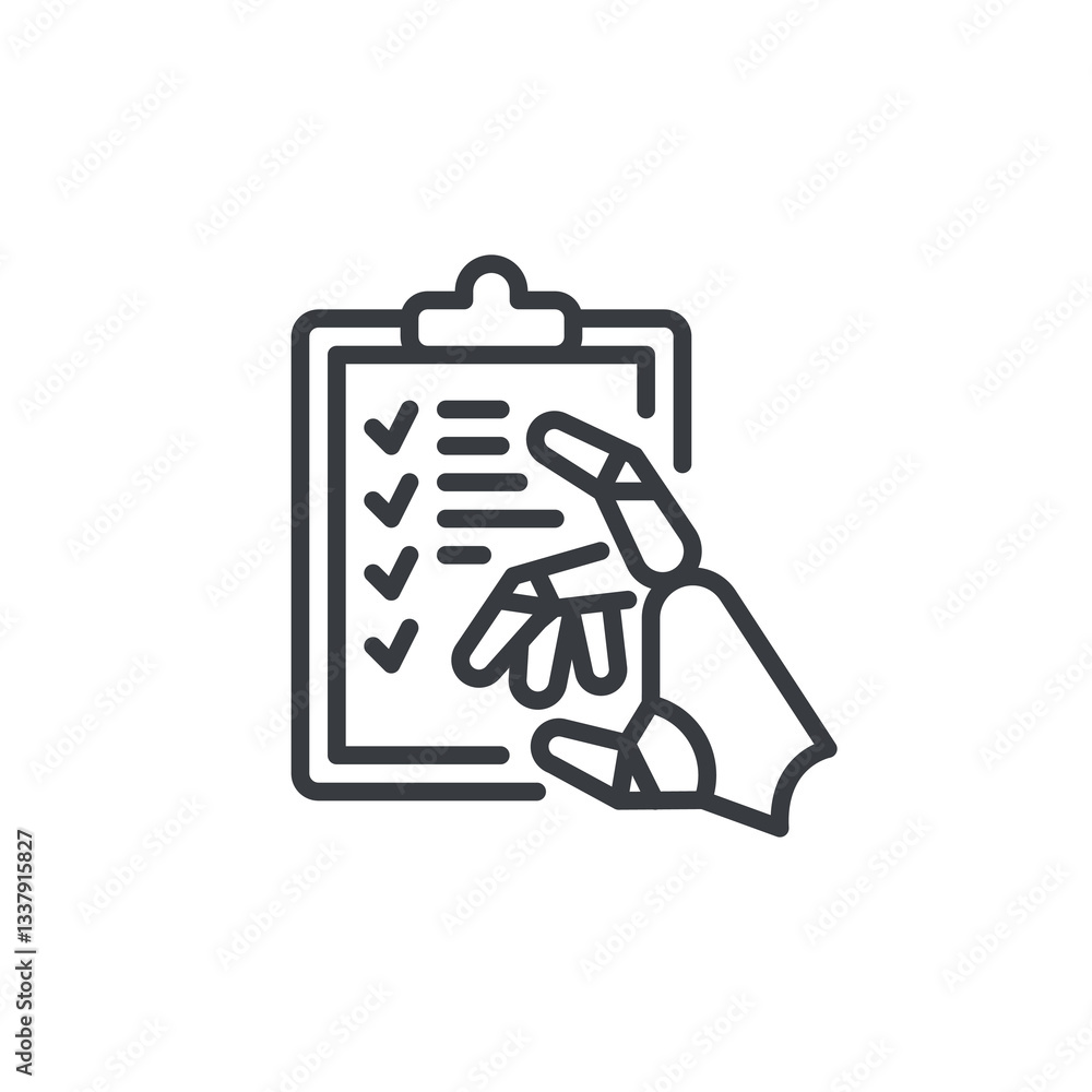 Poster automated testing line icon