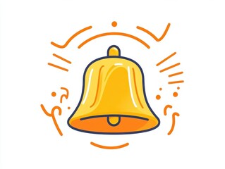 Gold Bell Icon with Orange and Brown Abstract Design Elements
