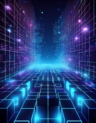 Obraz premium Futuristic metaverse digital cubes block technology network connection concept,