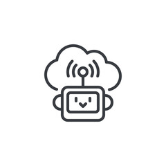 Cloud based RPA line icon