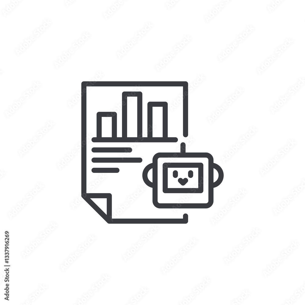 Aufkleber automated report generation line icon