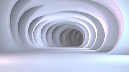 Obraz premium Abstract White Tunnel Architectural Design Modern Interior 3D Rendering Cinematic Ligh
