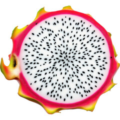 Freshly Sliced Dragon Fruit (Pitaya) Isolated on White Background