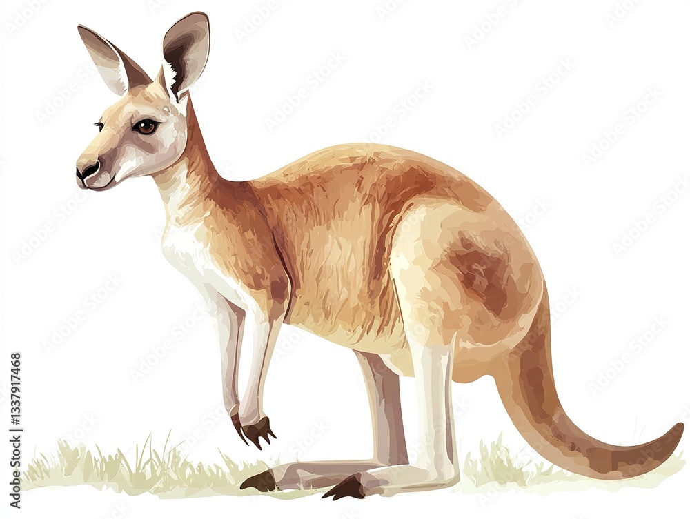 Poster a beautifully designed vector kangaroo, its smooth edges and soft pastel tones creating a warm and c