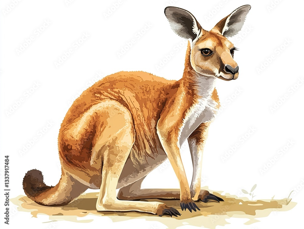 Poster a beautifully designed vector kangaroo, its smooth edges and soft pastel tones creating a warm and c