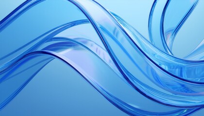 Fototapeta premium 3d render abstract light blue curve frosted glass pattern with a gradient color on blue