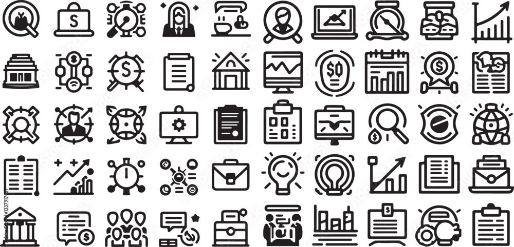 Poster a vector icon set for web design features business and media symbols