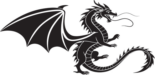 Black and white tribal dragon vector illustration