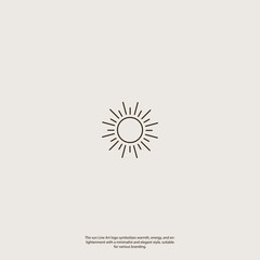 Minimalist Sun Line Art Logo – Elegant Vector vintage Illustration