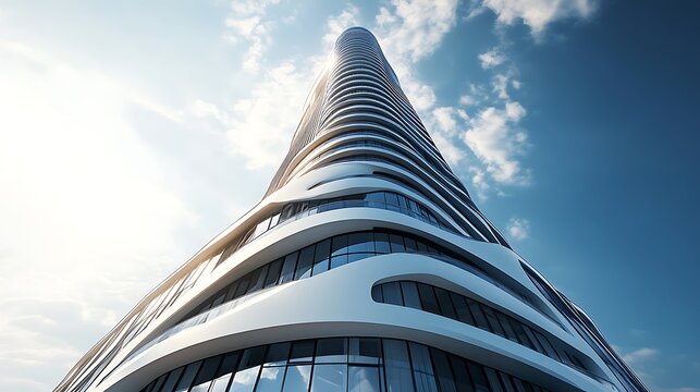 Modern skyscraper bright sky urban architectural wonder high resolution picture