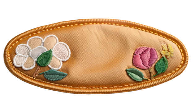 an elegant name tag, decorated with floral designs, offering a touch of personalized style - Powered by Adobe