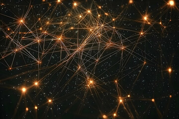 Fototapeta premium Golden Network Connections, Space Background