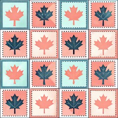 Fototapeta premium Creative Digital Art Seamless Pattern Design with Canadian Maple Leaves 