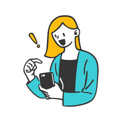 スマートフォンを操作する女性のイラスト
