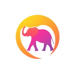 Obraz premium VibrantGradientElephantInCircularDesignWalkingCalmlyPeaceful