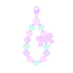 ハートのパステルビーズリボンストラップ⭐︎PNG