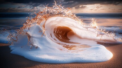 Dramatic Ocean Wave Crashing on Rock  Underwater Scene  AI Generated
