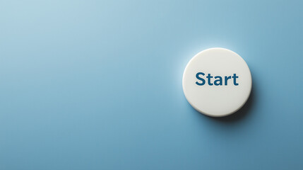 A Call to Action: A single button, emblazoned with the word "Start", rests on a smooth blue surface, symbolizing beginnings and opportunity.