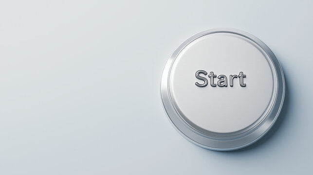 Push the Button to Begin: A macro shot of a sleek, chrome-detailed start button, inviting viewers to initiate their next endeavor, signifying a fresh opportunity.