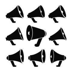 Megaphone graphic icons of silhouette black shape vector illustration isolated on white background