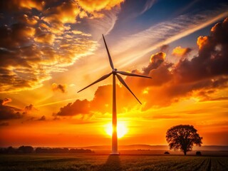 Obraz premium Vintage Photo: Wind Turbine - Sustainable Energy Symbol