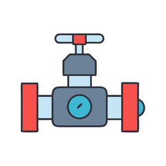 Colorful Industrial Pipeline Valve Icon – Flat Design Vector