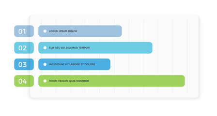 Data visualization infographics with a four-bar horizontal chart, vector eps10 illustration