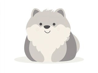 Fototapeta premium A charming flat-design dog in vector format, its round features and soft color palette giving it a friendly and approachable look, isolated against a white backdrop 