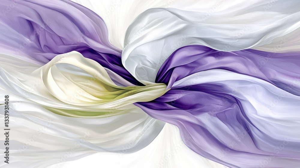 Poster Iridescent fluid wave forms intricate patterns in abstract art colorful display minimalist design