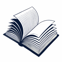 Black and White Outline Illustration of an Open Book with Blank Pages – Simple Sketch of Literature, Reading, Education, and Knowledge Concept